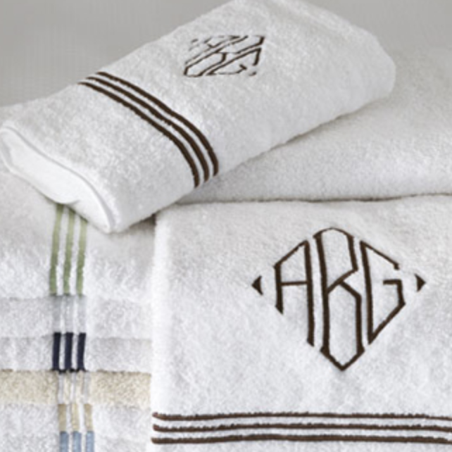 Monogrammed Ivoy Linen Hemstitch Tea Towel