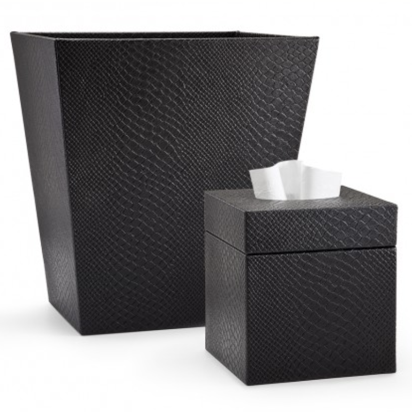 Conda Black Waste Basket - Jabbour Linens