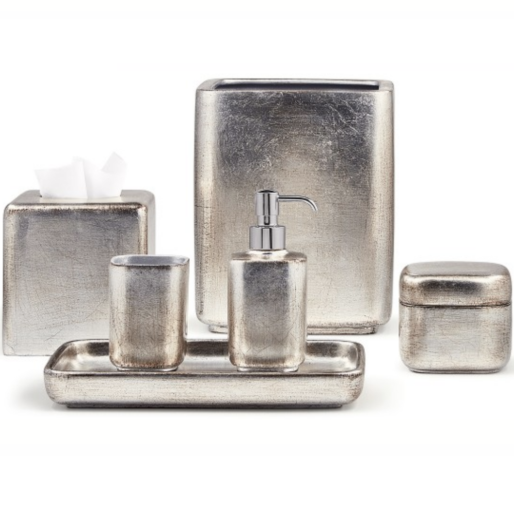 Ava Silver Waste Basket - Jabbour Linens