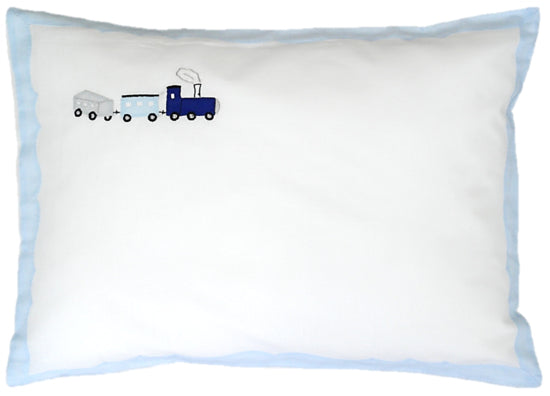 Train In Blue Baby Sham 12 X 16 - Jabbour Linens