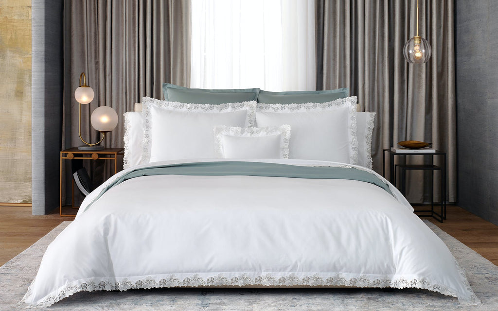 Talita Satin Stitch King Flat Sheet 112 X 112 - Jabbour Linens