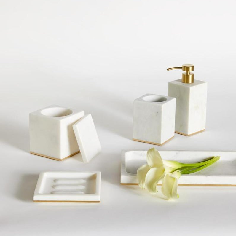 Pietra Soap Dispenser 2.75" x 2.75" x 6.75" - Jabbour Linens