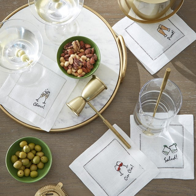 Sferra Filetto Modern Classic White Linen Gold Border Dinner Napkins - Set  of 4